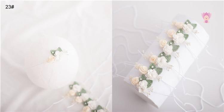 Baby Girl's Elastic Headband with Flower Shaped Ribbons