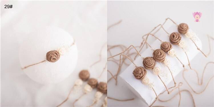 Baby Girl's Elastic Headband with Flower Shaped Ribbons