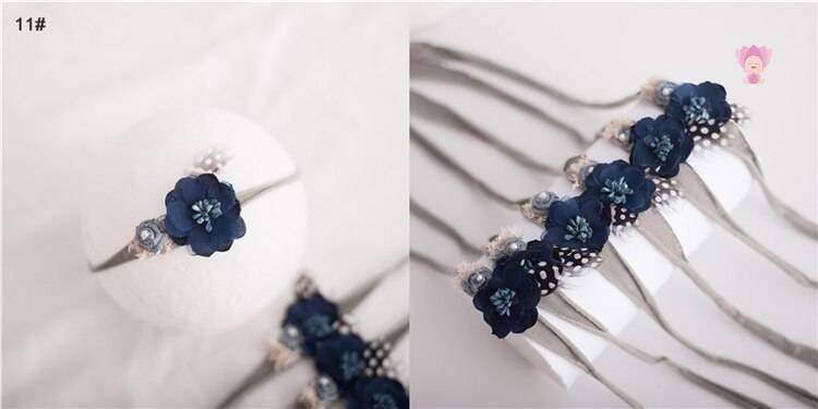 Baby Girl's Elastic Headband with Flower Shaped Ribbons