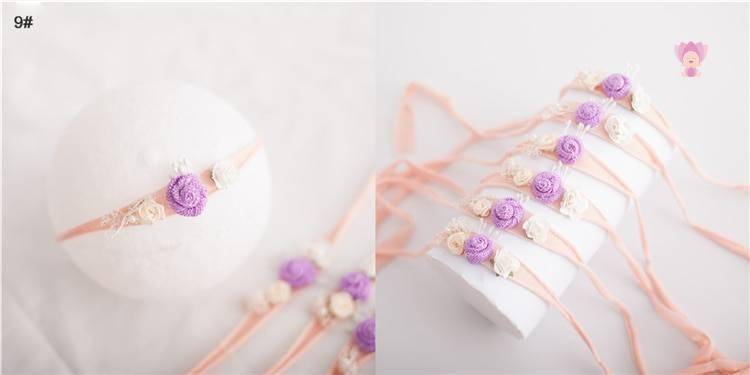 Baby Girl's Elastic Headband with Flower Shaped Ribbons