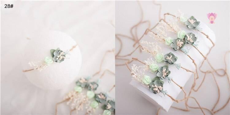 Baby Girl's Elastic Headband with Flower Shaped Ribbons