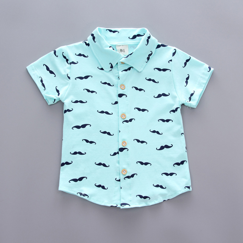 Boy's Mustache Printed Shirt / Shorts Clothing Set