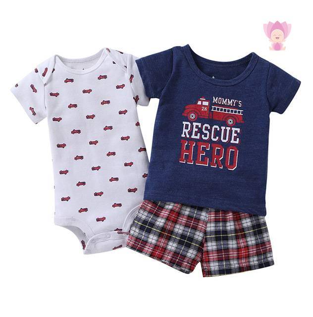 Baby Boy's Bodysuit, Top and Shorts Clothing Set