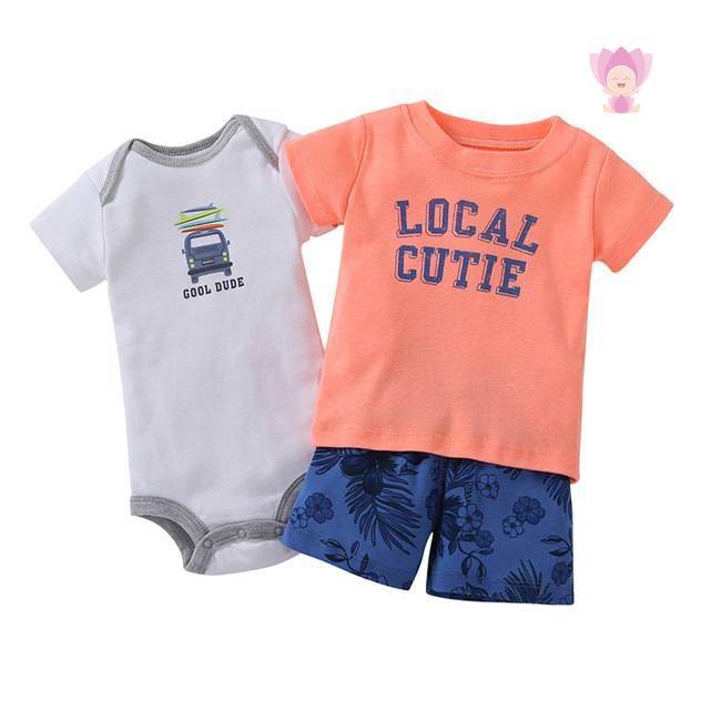 Baby Boy's Bodysuit, Top and Shorts Clothing Set