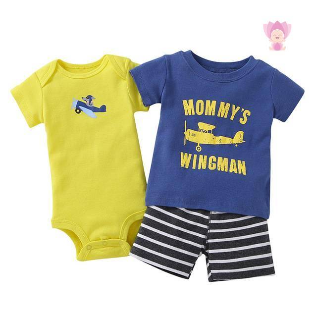 Baby Boy's Bodysuit, Top and Shorts Clothing Set