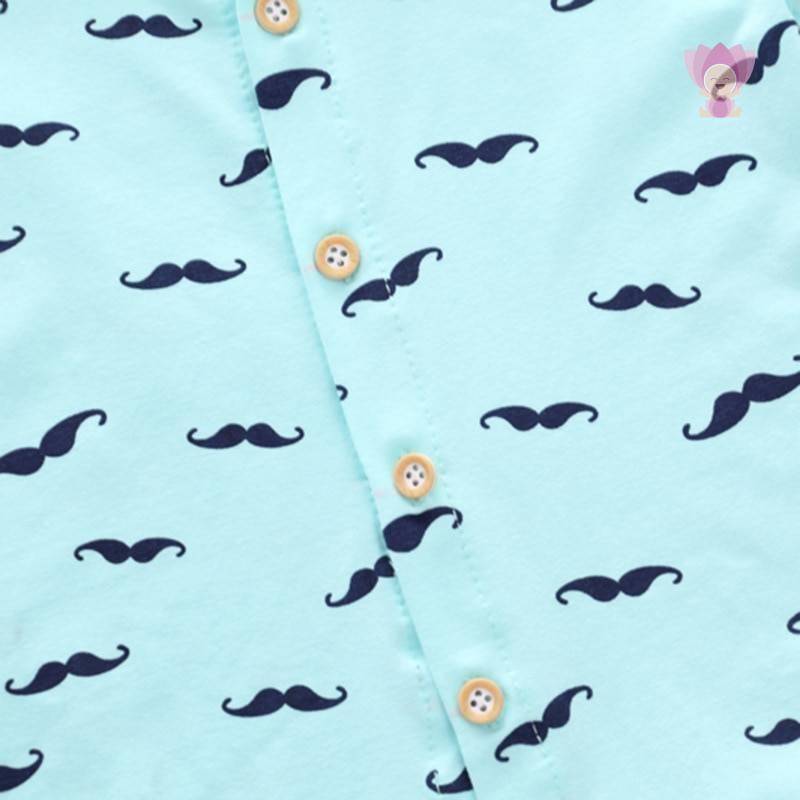 Boy's Mustache Printed Shirt / Shorts Clothing Set