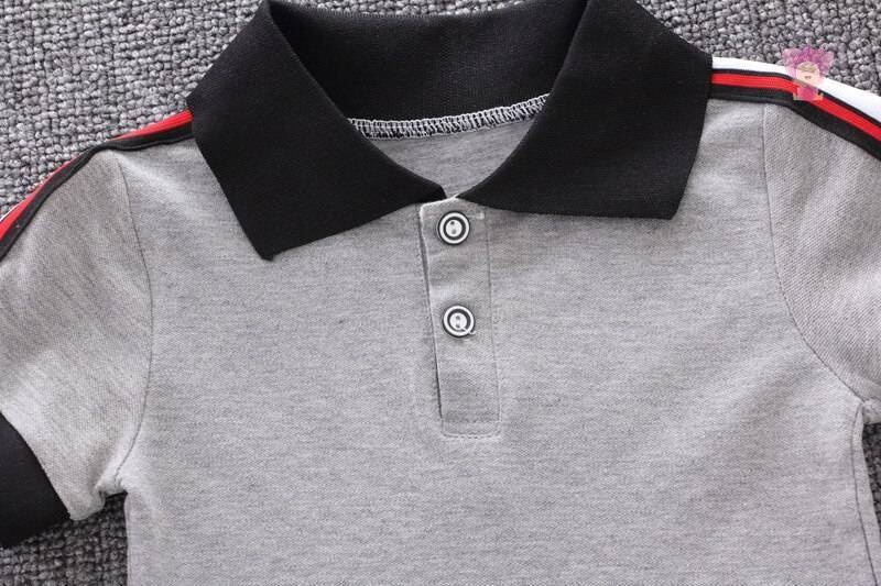 Cotton Boys' Clothing Set in White and Grey