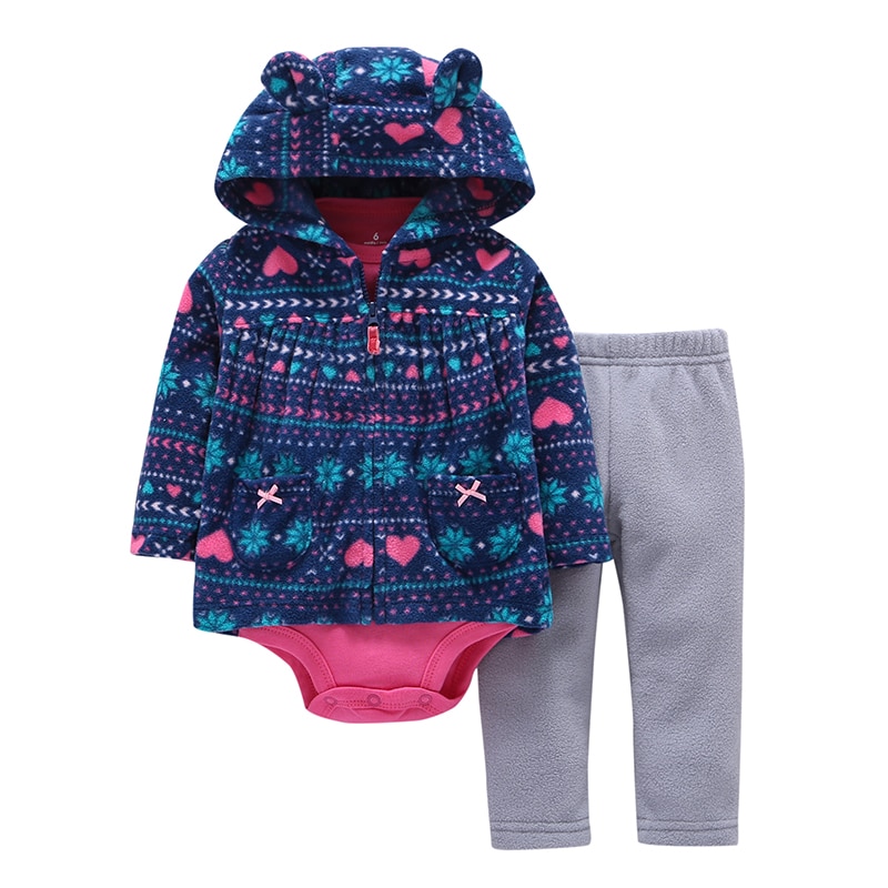 Babies Hooded Long Sleeved Set 3 Pcs