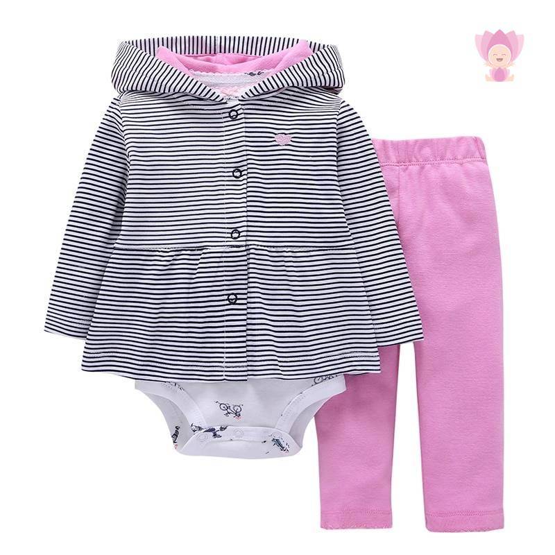 Babies Hooded Long Sleeved Set 3 Pcs