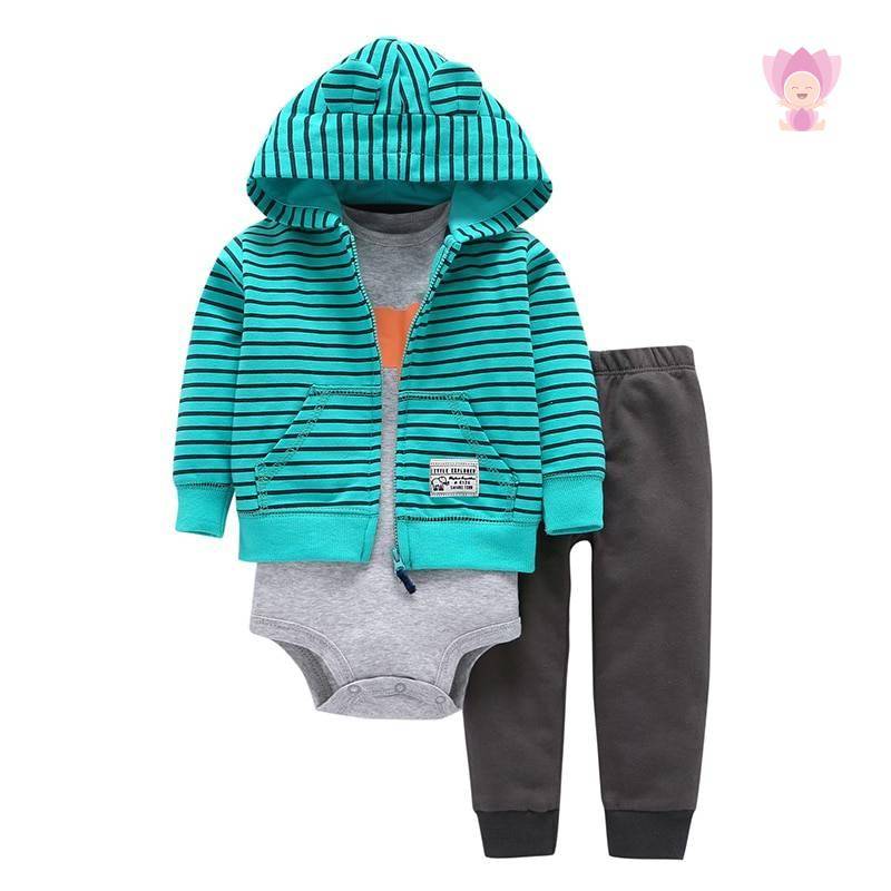 Babies Hooded Long Sleeved Set 3 Pcs