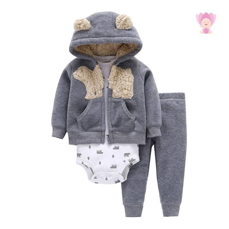 Babies Hooded Long Sleeved Set 3 Pcs