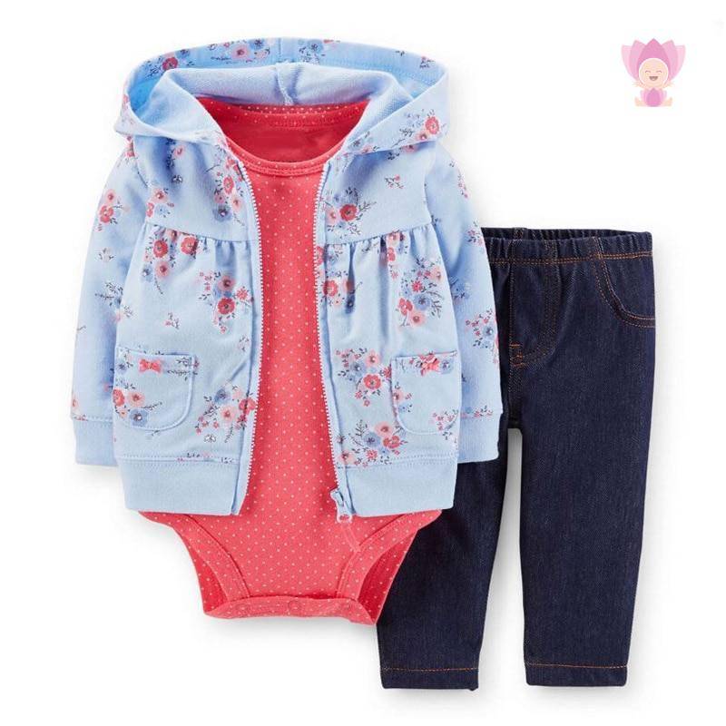 Babies Hooded Long Sleeved Set 3 Pcs