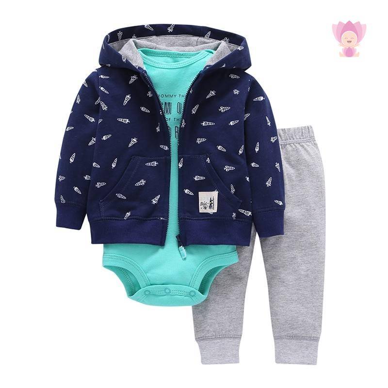 Babies Hooded Long Sleeved Set 3 Pcs