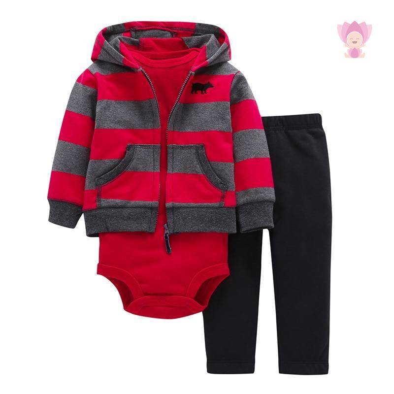 Babies Hooded Long Sleeved Set 3 Pcs