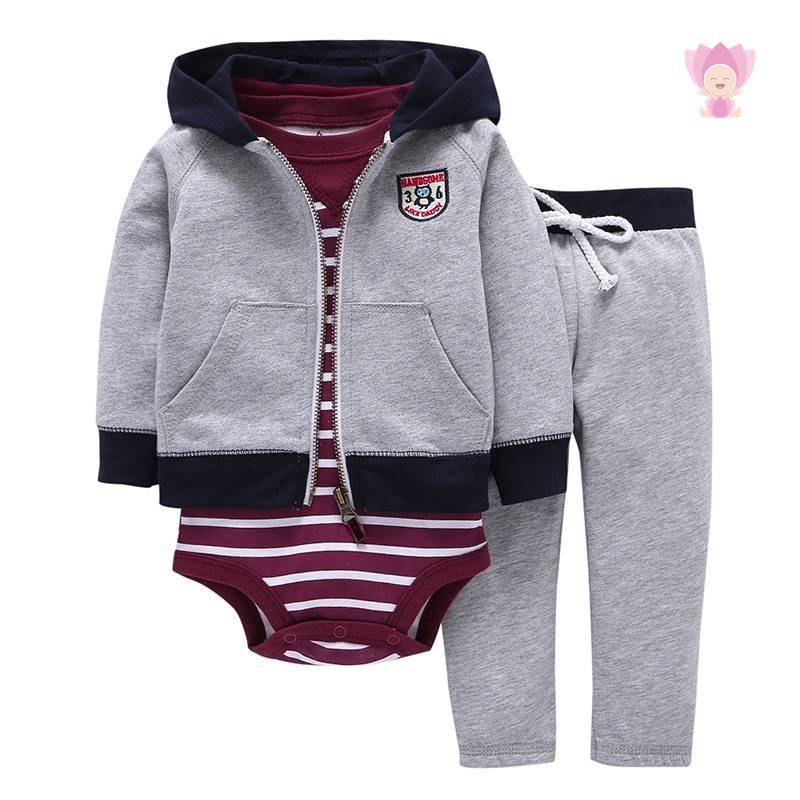 Babies Hooded Long Sleeved Set 3 Pcs