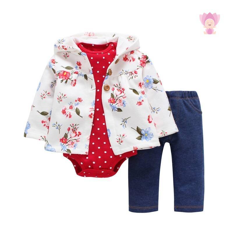 Babies Hooded Long Sleeved Set 3 Pcs