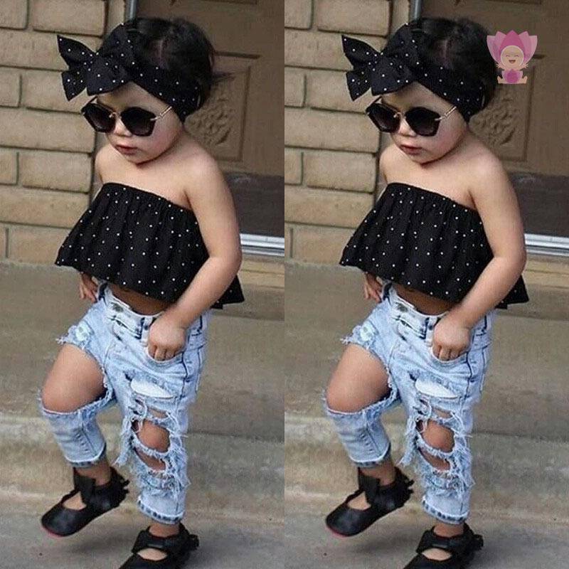 Baby Girl's Casual Dotted Clothing Set