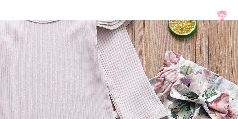 Baby Girls Long Sleeve Romper Pants Hairband Set