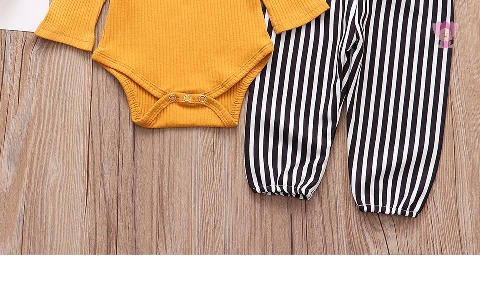 Baby Girls Long Sleeve Romper Pants Hairband Set