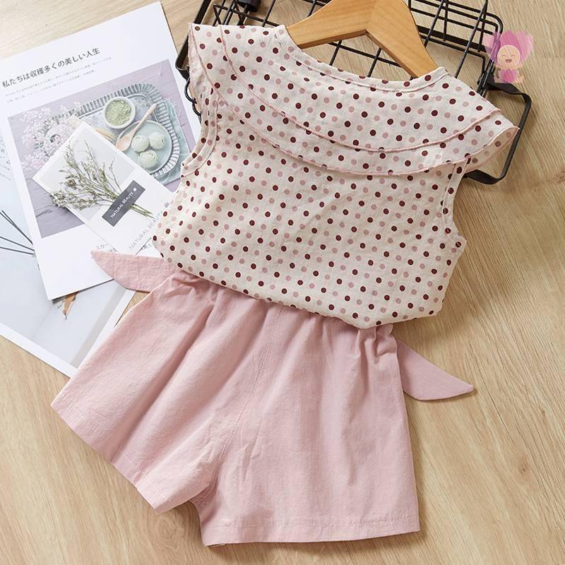 Girl's Floral Chiffon Top with Embroidered Bottoms Set