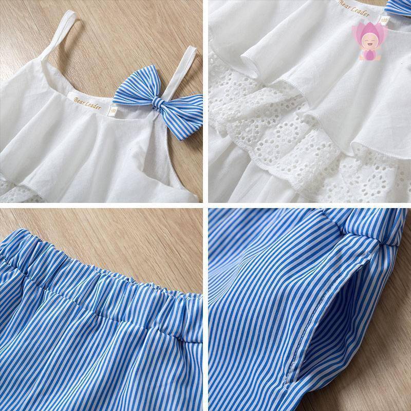 Girl's Floral Chiffon Top with Embroidered Bottoms Set