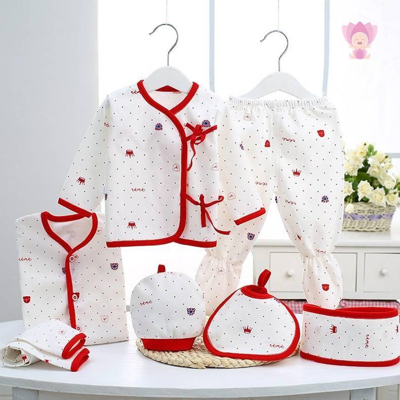 Newborn Baby's Cotton Clothing 7 Pcs Set